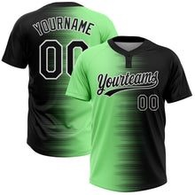 Загрузить изображение в средство просмотра галереи, Custom Black Pea Green-White Gradient Horizontal Stripe Two-Button Unisex Softball Jersey