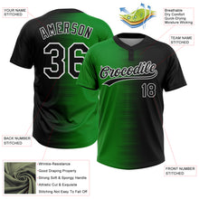 Laden Sie das Bild in den Galerie-Viewer, Custom Black Grass Green-White Gradient Horizontal Stripe Two-Button Unisex Softball Jersey