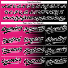 Загрузить изображение в средство просмотра галереи, Custom Black Hot Pink-White Gradient Horizontal Stripe Two-Button Unisex Softball Jersey