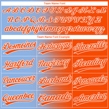 Charger l'image dans la galerie, Custom Orange Light Blue-White Gradient Horizontal Stripe Two-Button Unisex Softball Jersey
