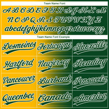 Laden Sie das Bild in den Galerie-Viewer, Custom Green Gold-White Gradient Horizontal Stripe Two-Button Unisex Softball Jersey