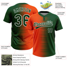 Laden Sie das Bild in den Galerie-Viewer, Custom Green Orange-White Gradient Horizontal Stripe Two-Button Unisex Softball Jersey