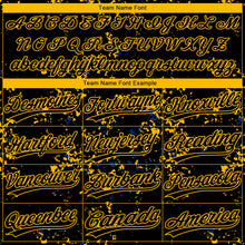 Laden Sie das Bild in den Galerie-Viewer, Custom Black Gold-Royal Abstract Shattered Paint Splatter Two-Button Unisex Softball Jersey
