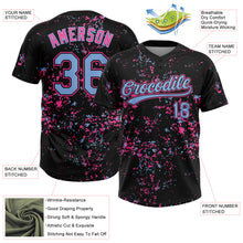 Laden Sie das Bild in den Galerie-Viewer, Custom Black Light Blue-Pink Abstract Shattered Paint Splatter Two-Button Unisex Softball Jersey