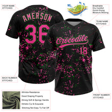Laden Sie das Bild in den Galerie-Viewer, Custom Black Pink-Grass Green Abstract Shattered Paint Splatter Two-Button Unisex Softball Jersey