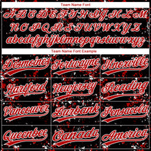 Load image into Gallery viewer, Custom Black Red-White Abstract Shattered Paint Splatter Two-Button Unisex Softball Jersey