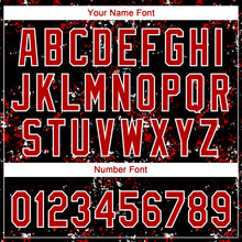 Load image into Gallery viewer, Custom Black Red-White Abstract Shattered Paint Splatter Two-Button Unisex Softball Jersey