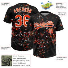 Load image into Gallery viewer, Custom Black Orange-White Abstract Shattered Paint Splatter Two-Button Unisex Softball Jersey