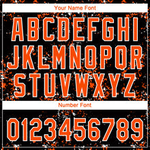 Load image into Gallery viewer, Custom Black Orange-White Abstract Shattered Paint Splatter Two-Button Unisex Softball Jersey