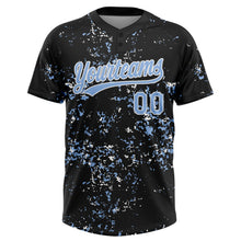Charger l'image dans la galerie, Custom Black Light Blue-White Abstract Shattered Paint Splatter Two-Button Unisex Softball Jersey