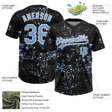Charger l'image dans la galerie, Custom Black Light Blue-White Abstract Shattered Paint Splatter Two-Button Unisex Softball Jersey