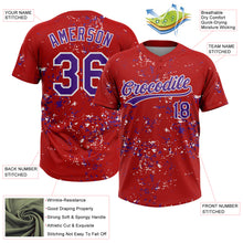 Charger l'image dans la galerie, Custom Red Purple-White Abstract Shattered Paint Splatter Two-Button Unisex Softball Jersey