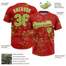 Laden Sie das Bild in den Galerie-Viewer, Custom Red Neon Green-White Abstract Shattered Paint Splatter Two-Button Unisex Softball Jersey