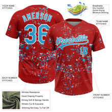 Загрузить изображение в средство просмотра галереи, Custom Red Sky Blue-White Abstract Shattered Paint Splatter Two-Button Unisex Softball Jersey