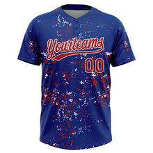 Charger l'image dans la galerie, Custom Royal Red-White Abstract Shattered Paint Splatter Two-Button Unisex Softball Jersey