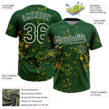 Загрузить изображение в средство просмотра галереи, Custom Green Kelly Green Gold-White Abstract Shattered Paint Splatter Two-Button Unisex Softball Jersey