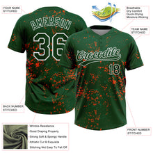 Загрузить изображение в средство просмотра галереи, Custom Green Kelly Green Orange-White Abstract Shattered Paint Splatter Two-Button Unisex Softball Jersey