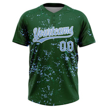 Laden Sie das Bild in den Galerie-Viewer, Custom Green Light Blue Kelly Green-White Abstract Shattered Paint Splatter Two-Button Unisex Softball Jersey