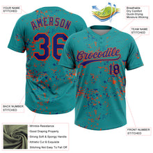 Загрузить изображение в средство просмотра галереи, Custom Teal Royal-Orange Abstract Shattered Paint Splatter Two-Button Unisex Softball Jersey