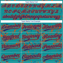 Загрузить изображение в средство просмотра галереи, Custom Teal Royal-Orange Abstract Shattered Paint Splatter Two-Button Unisex Softball Jersey