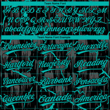 Charger l'image dans la galerie, Custom Black Aqua-Gray Raglan Sleeves Neon Lightning Crackle Two-Button Unisex Softball Jersey