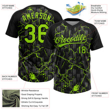 Charger l'image dans la galerie, Custom Black Neon Green-Gray Raglan Sleeves Neon Lightning Crackle Two-Button Unisex Softball Jersey