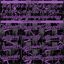 Charger l'image dans la galerie, Custom Black Medium Purple-Gray Raglan Sleeves Neon Lightning Crackle Two-Button Unisex Softball Jersey