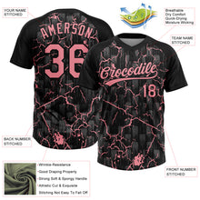 Charger l'image dans la galerie, Custom Black-Medium Pink Raglan Sleeves Neon Lightning Crackle Two-Button Unisex Softball Jersey