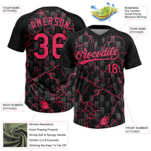 Charger l'image dans la galerie, Custom Black Neon Pink-Gray Raglan Sleeves Neon Lightning Crackle Two-Button Unisex Softball Jersey
