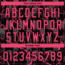 Charger l'image dans la galerie, Custom Black Neon Pink-Gray Raglan Sleeves Neon Lightning Crackle Two-Button Unisex Softball Jersey