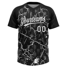 Charger l'image dans la galerie, Custom Black White-Gray Raglan Sleeves Neon Lightning Crackle Two-Button Unisex Softball Jersey