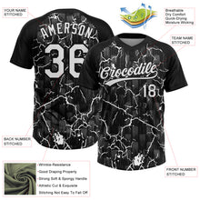 Charger l'image dans la galerie, Custom Black White-Gray Raglan Sleeves Neon Lightning Crackle Two-Button Unisex Softball Jersey