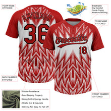 Charger l'image dans la galerie, Custom Red White-Black Raglan Sleeves Abstract Geometric Chevron Zigzag Two-Button Unisex Softball Jersey