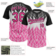 Charger l'image dans la galerie, Custom Black Pink-White Raglan Sleeves Abstract Geometric Chevron Zigzag Two-Button Unisex Softball Jersey