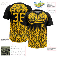 Charger l'image dans la galerie, Custom Black-Yellow Raglan Sleeves Abstract Geometric Chevron Zigzag Two-Button Unisex Softball Jersey