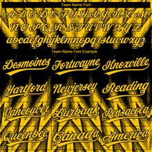 Charger l'image dans la galerie, Custom Black-Yellow Raglan Sleeves Abstract Geometric Chevron Zigzag Two-Button Unisex Softball Jersey