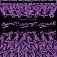 Charger l'image dans la galerie, Custom Black-Purple Raglan Sleeves Abstract Geometric Chevron Zigzag Two-Button Unisex Softball Jersey