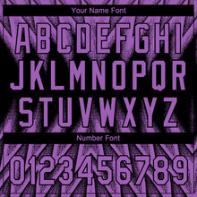 Charger l'image dans la galerie, Custom Black-Purple Raglan Sleeves Abstract Geometric Chevron Zigzag Two-Button Unisex Softball Jersey