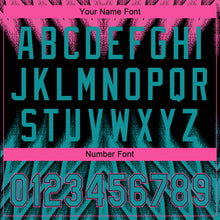 Charger l'image dans la galerie, Custom Black Teal-Pink Raglan Sleeves Abstract Geometric Chevron Zigzag Two-Button Unisex Softball Jersey