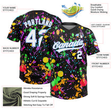 Laden Sie das Bild in den Galerie-Viewer, Custom Graffiti Pattern White-Light Blue Multicolor Paint Splatter Two-Button Unisex Softball Jersey