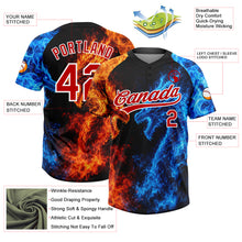 Load image into Gallery viewer, Custom Black Red Royal-White Ice And Fire Dragons 3D Pattern Two-Button Unisex Softball Jersey