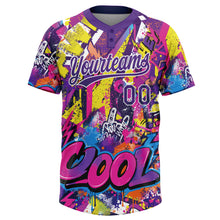 Load image into Gallery viewer, Custom Graffiti Pattern Purple-White Urban Street Dripping Paint Two-Button Unisex Softball Jersey
