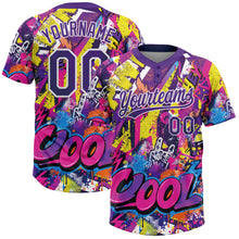 Load image into Gallery viewer, Custom Graffiti Pattern Purple-White Urban Street Dripping Paint Two-Button Unisex Softball Jersey