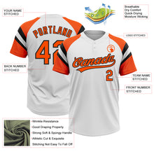 Charger l'image dans la galerie, Custom White Orange-Black Raglan Sleeves Stripes Two-Button Unisex Softball Jersey