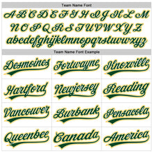 Load image into Gallery viewer, Custom White Green-Gold Raglan Sleeves Stripes Two-Button Unisex Softball Jersey