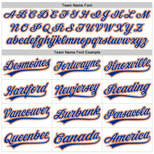 Load image into Gallery viewer, Custom White Royal-Orange Raglan Sleeves Stripes Two-Button Unisex Softball Jersey