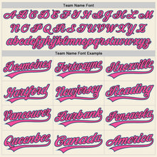 Load image into Gallery viewer, Custom Cream Light Blue Black-Pink Raglan Sleeves Stripes Two-Button Unisex Softball Jersey