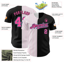 Load image into Gallery viewer, Custom Black Light Blue-Pink Pinstripe Authentic Split Fashion Baseball Jersey