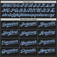 Load image into Gallery viewer, Custom Black White-Light Blue Pinstripe Authentic Split Fashion Baseball Jersey