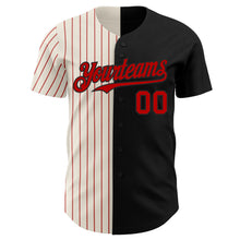 Laden Sie das Bild in den Galerie-Viewer, Custom Black Cream-Red Pinstripe Authentic Split Fashion Baseball Jersey